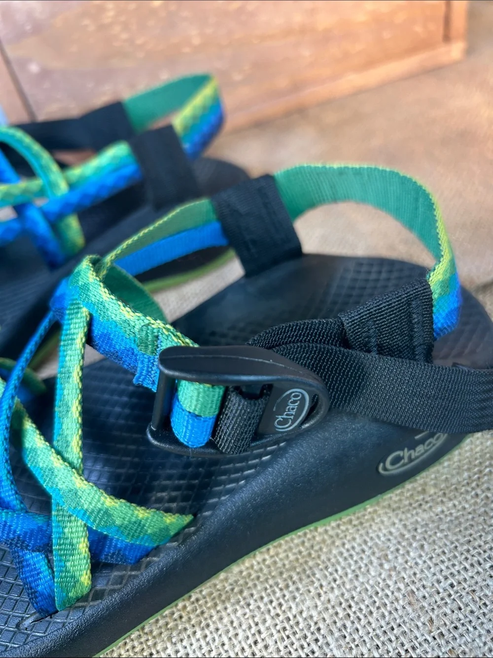 Chaco Women's Multicolor Strappy Sport Sandals - Blue & Green